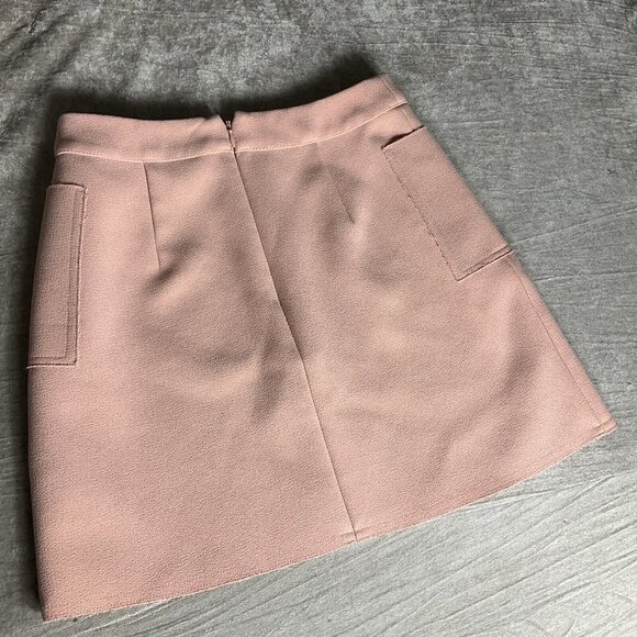 TOPSHOP Pink Cargo Style Mini A Line Skirt Size 4 Raw Hem MOTO Preppy Casual - Picture 7 of 12